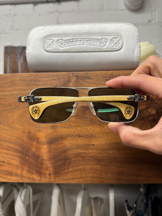 Chrome Hearts ‘Throb’ Dagger 925 Silver Detailed Wood Frame Sunglasses