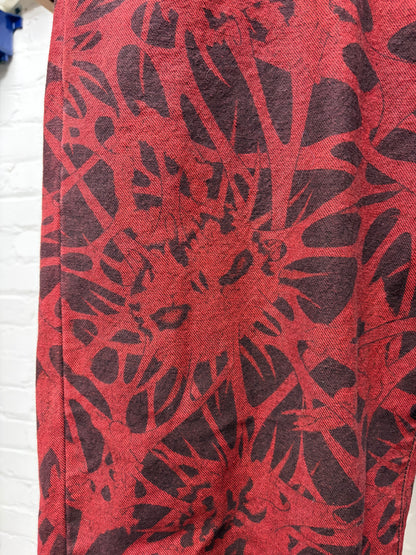 AW2025 Yohji Yamamoto x Supreme Y’s Overdyed Red ‘Skull Print’ Baggy Denim