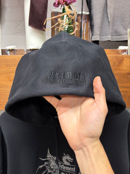 Vetements Crystal Embellished Black ‘Crest Logo’ Limited Edition Hoodie