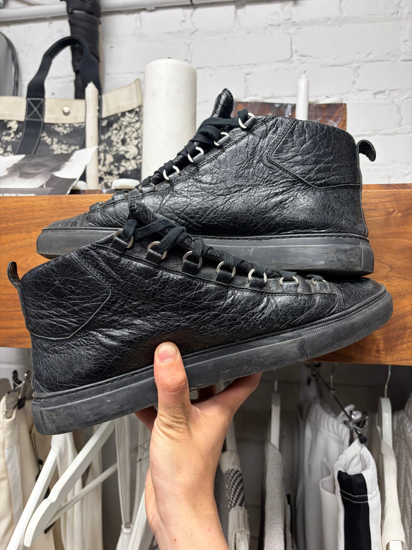 Balenciaga Triple Black ‘Arena’ High Top Sneakers
