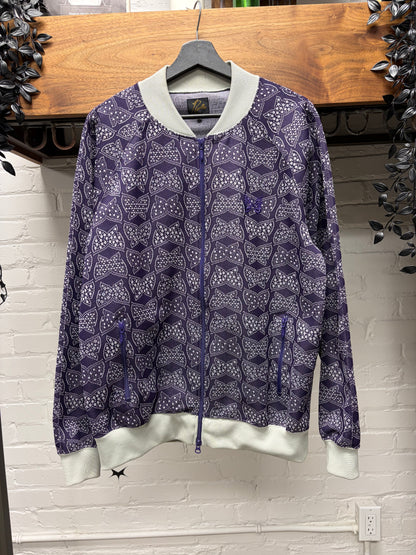 Needles Full Print Purple/Cream Butterfly Bomber Jacket