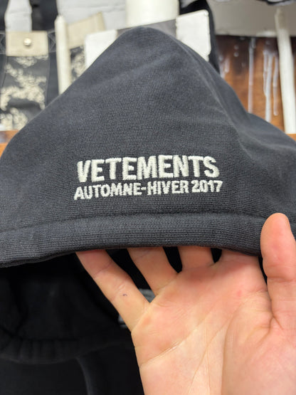 AW2017 Vetements Total Fucking Darkness Zip-Up Hoodie
