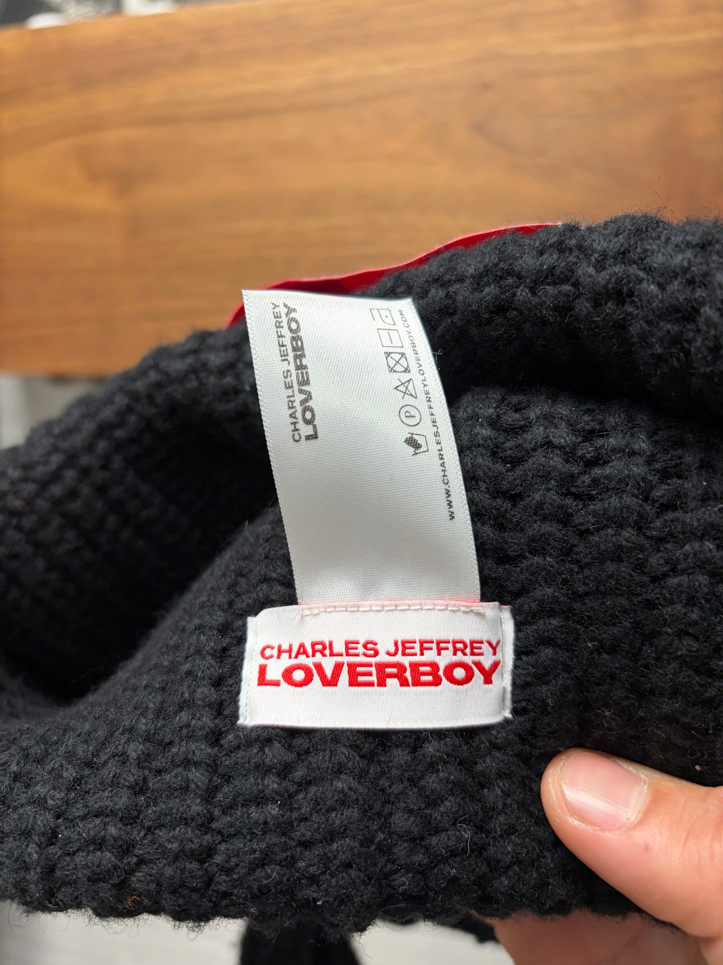 Charles Jeffery Loverboy ‘Bunny Ears’ Ribbed Black Beanie