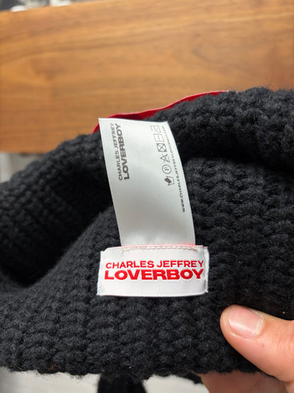 Charles Jeffery Loverboy ‘Bunny Ears’ Ribbed Black Beanie