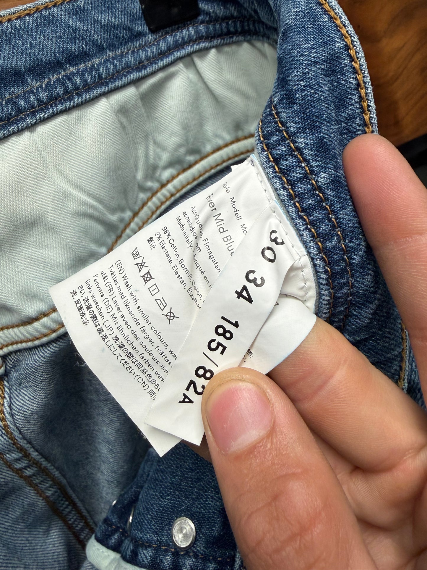 Acne Studios River Mid Blue Wash Skinny Jeans