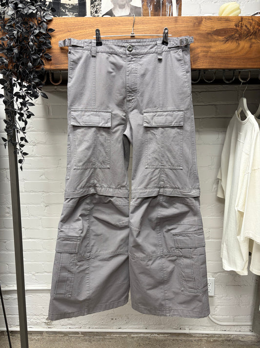 SS2025 Balenciaga Grey Ripstop ‘Convertible’ Flared Leg Cargo Pants