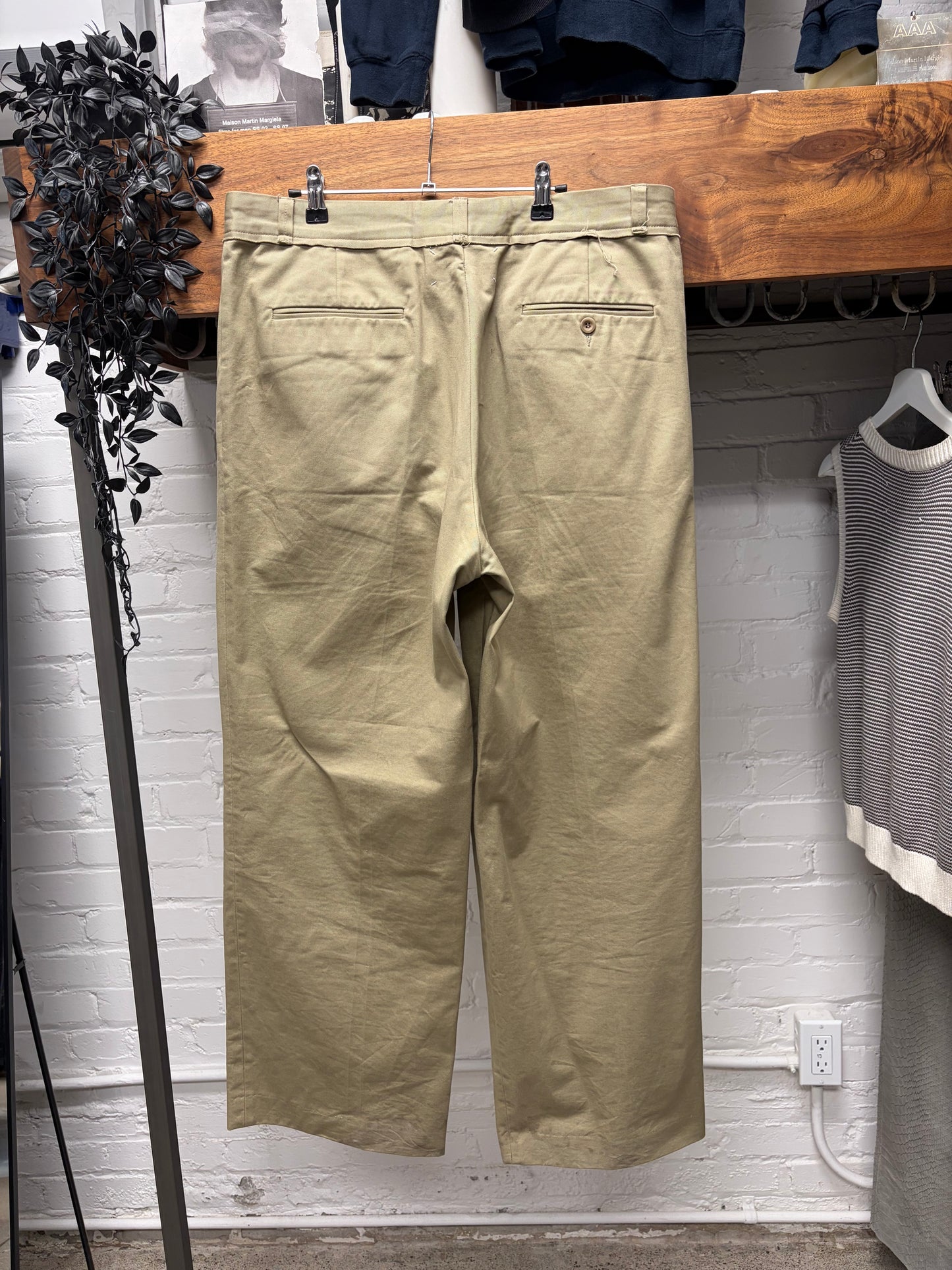 SS2022 Maison Margiela Wide Leg Tan Brown Pleated Work Pants