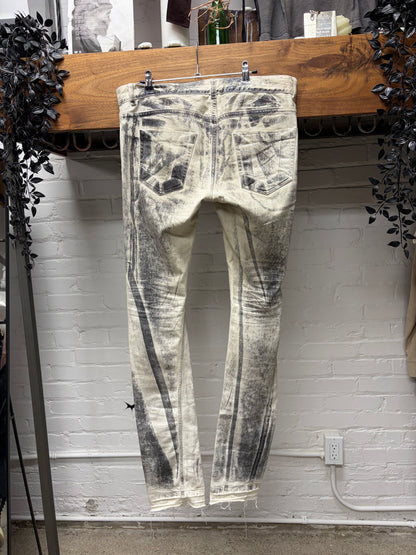 AW2014 Rick Owens ‘Moody’ Grey ‘Gravel’ Skinny Jeans with Released  Bottom Hem