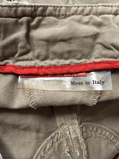2000s Prada Light Brown Capri Cropped Military Pants