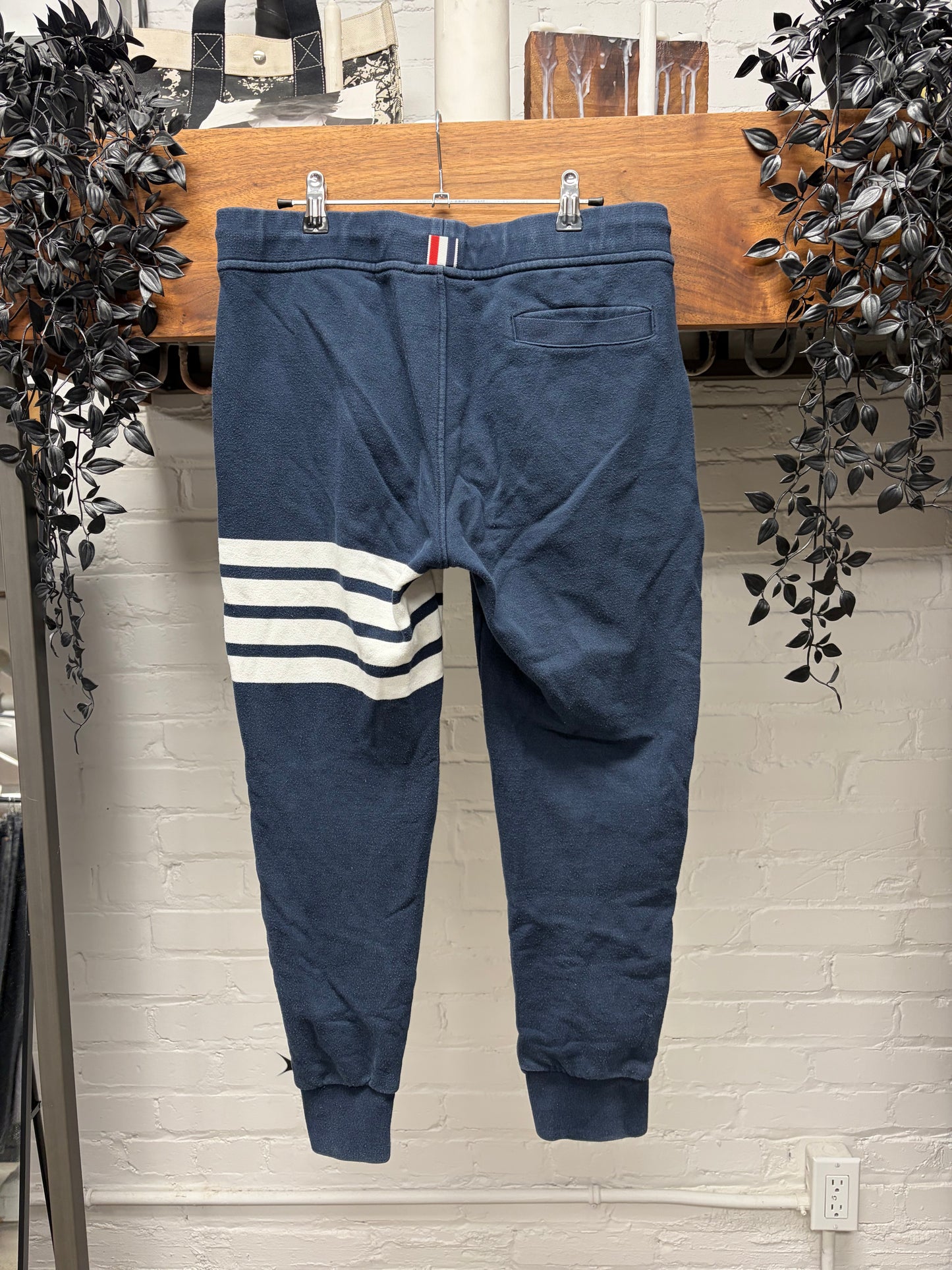 Thom Browne Navy/White ‘Striped Logo’ Sweatpants