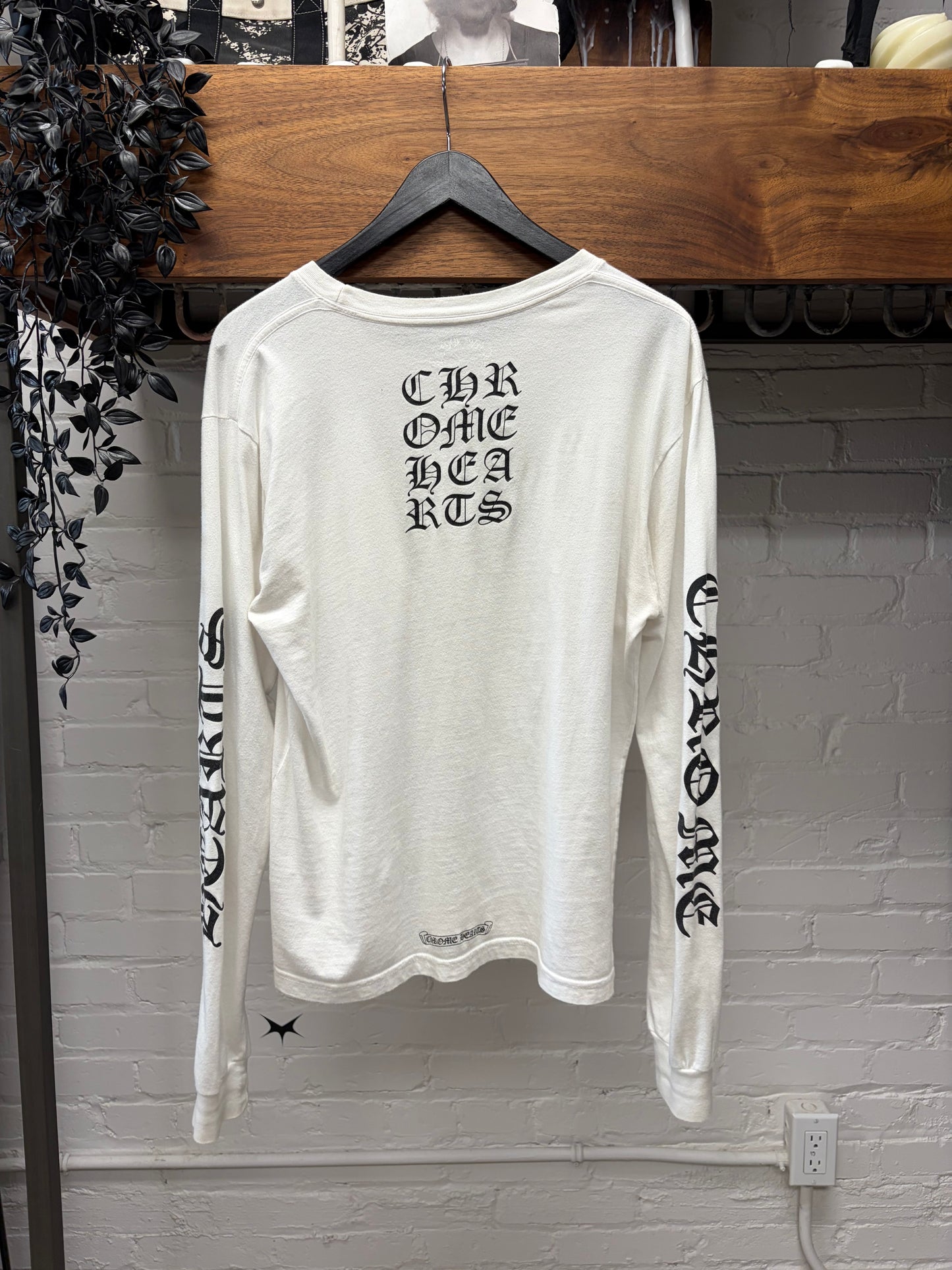 Chrome Hearts White ‘Script Logo’ Long Sleeve Shirt