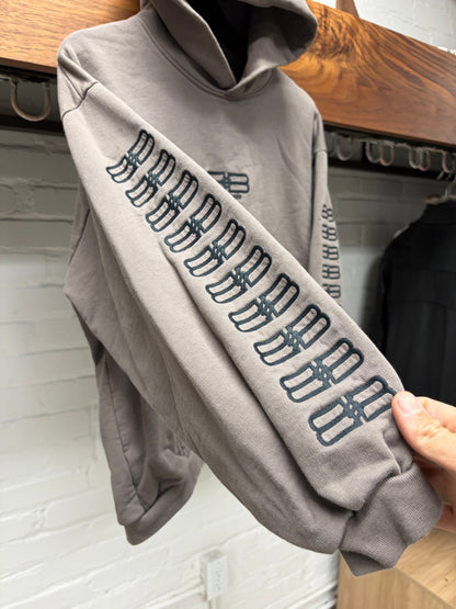 2022 Balenciaga ‘BB’ Embroidered Logo Brown Pullover Hoodie