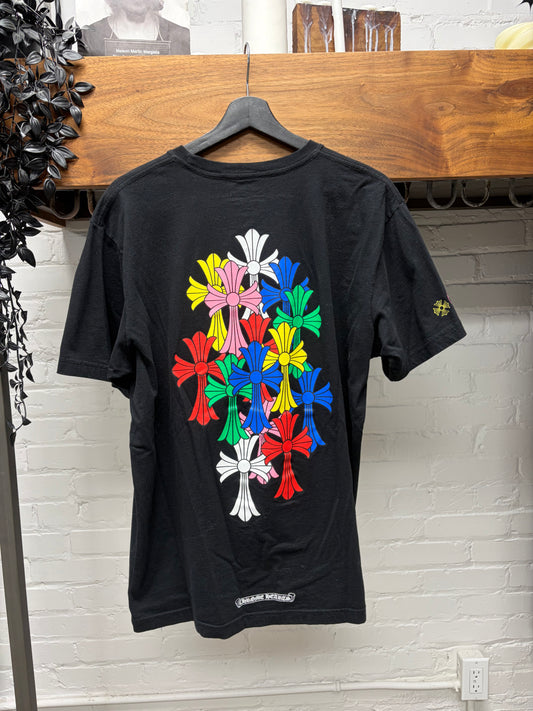 Chrome Hearts Multi-Color ‘Cemetery Cross’ Black Short Sleeve Shirt