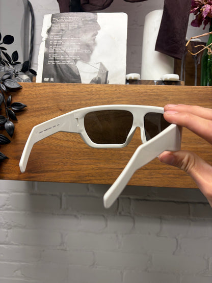 Rick Owens ‘Davis’ White Oversized Wrap Sunglasses