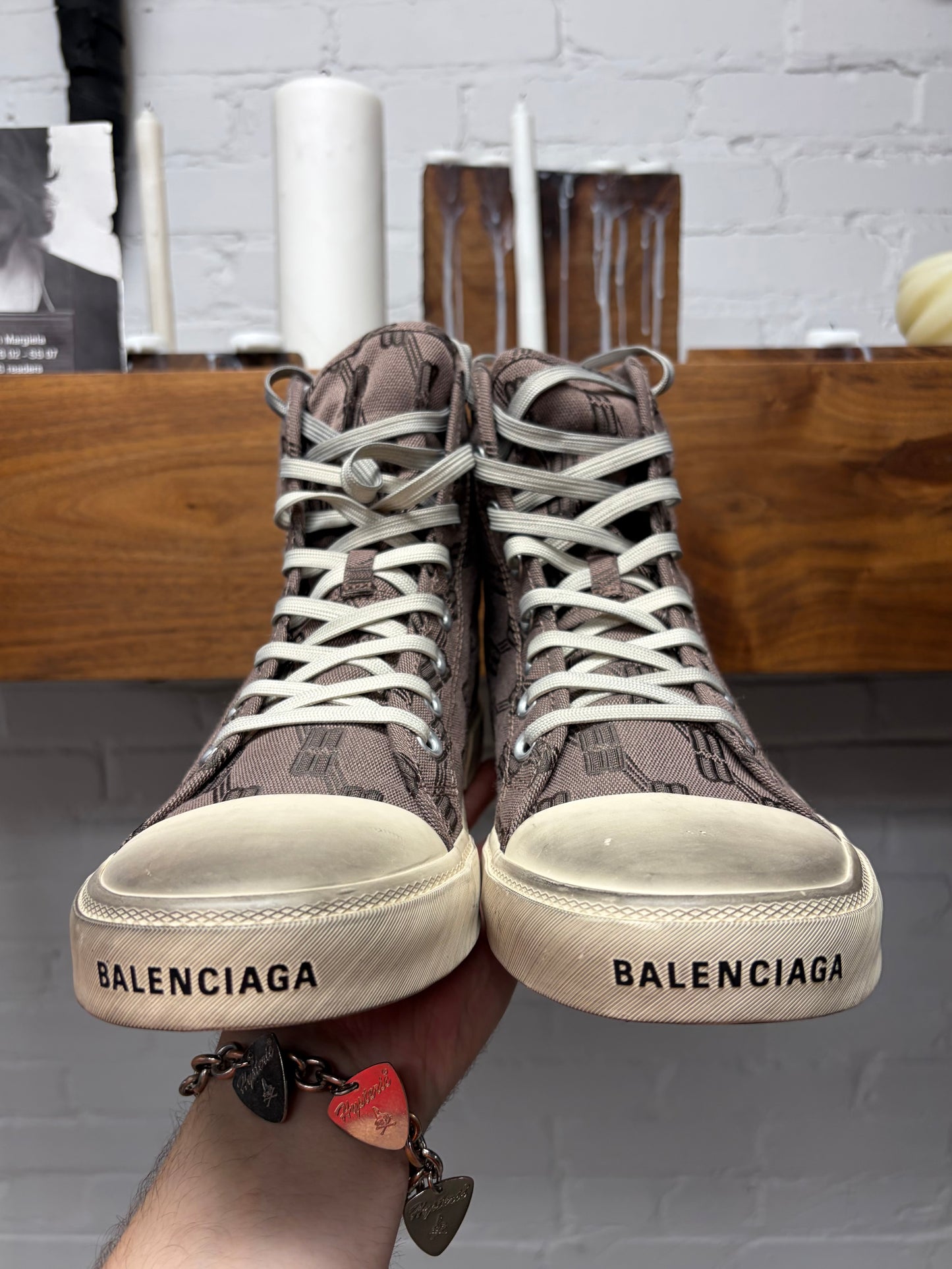 Balenciaga ‘Paris’ BB Monogram Canvas High Top Sneakers