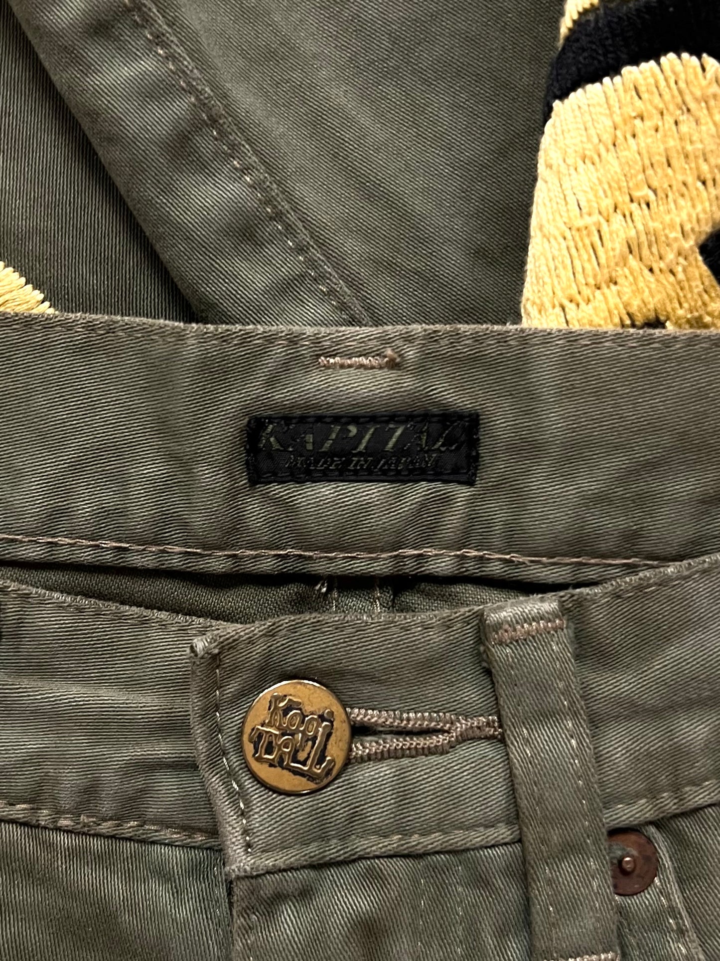 Kapital ‘Smiley’ Green Graphic Denim