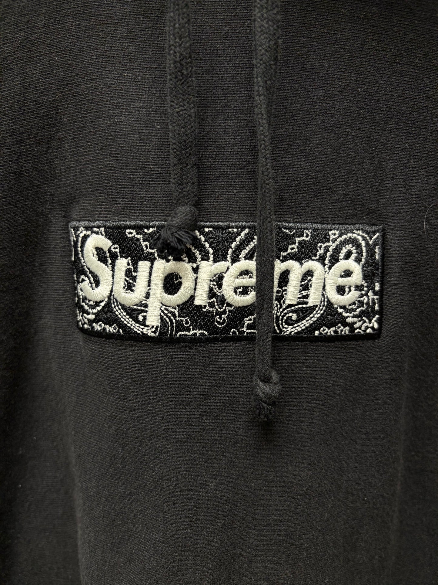 AW2019 Supreme Paisley ‘Box Logo’ Black/Black Hoodie