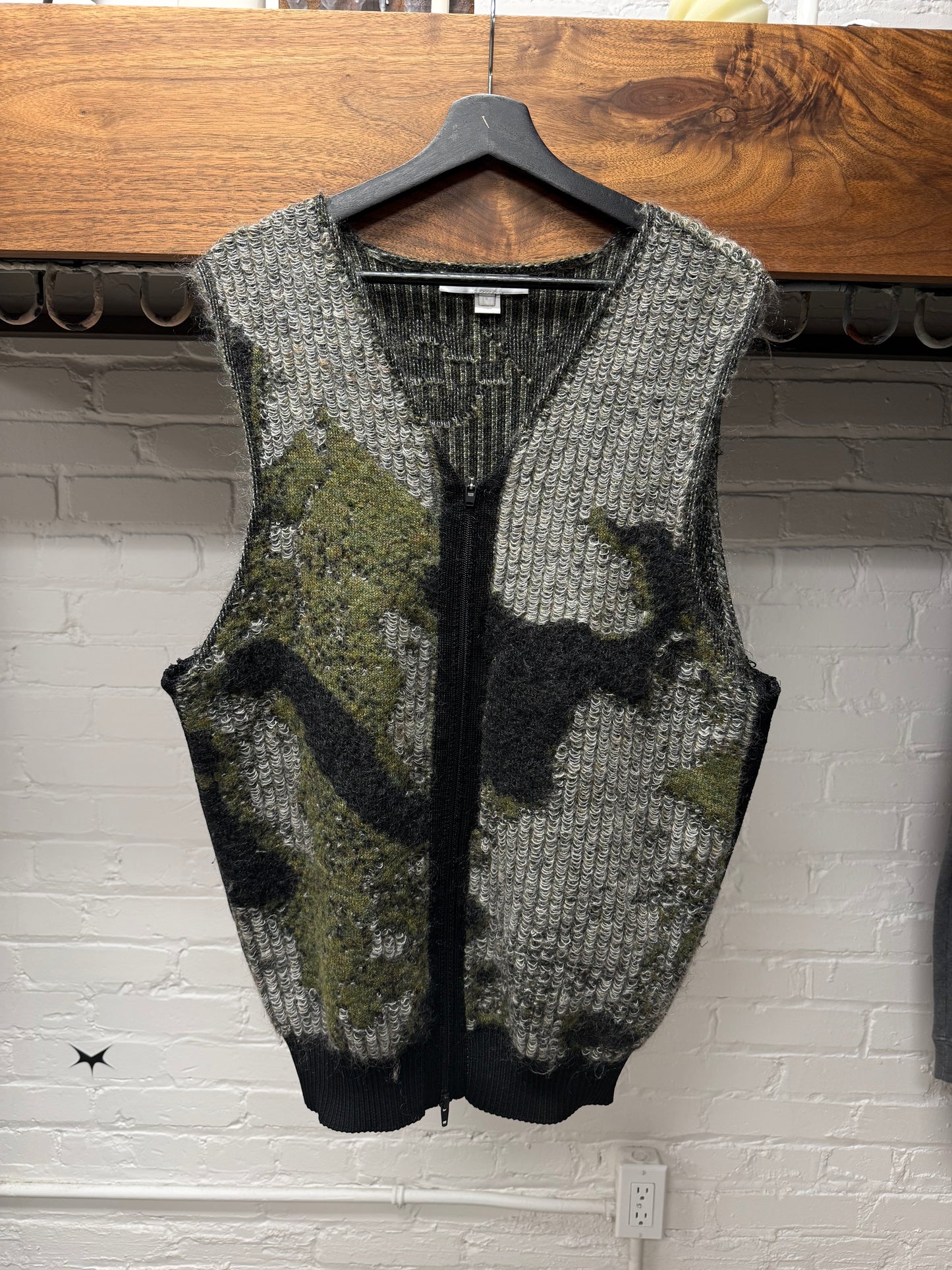 Y-3 Camo Knit Mohair Zip-Up Vest