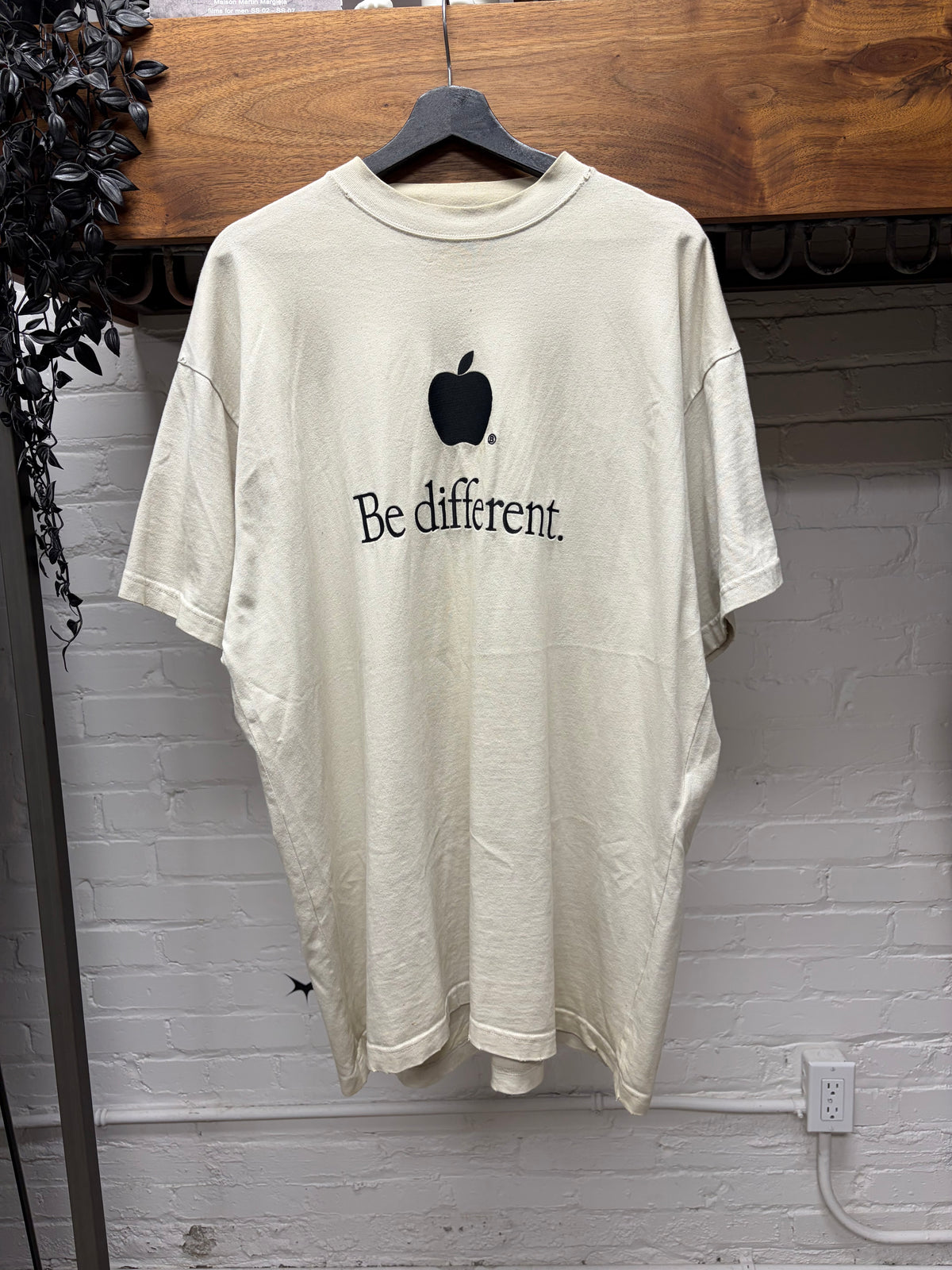 AW2022 Balenciaga ‘Be Different’ Apple Logo Oversized White T-Shirt
