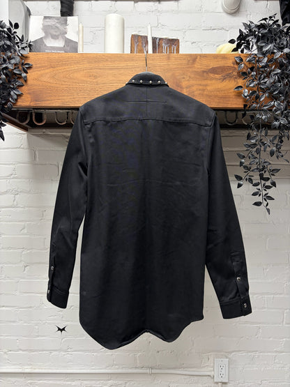 SS2016 Givenchy by Ricardo Tisci Black Studded Denim Pearl Button Snap Shirt