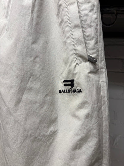 2022 Balenciaga ‘3B Sports Icon’ Cream/Black Embroidered Logo Drawstring Track Pants