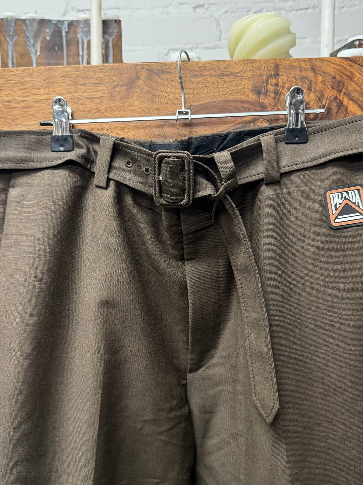 SS2018 Prada ‘Chocolate Brown’ Belted Trousers