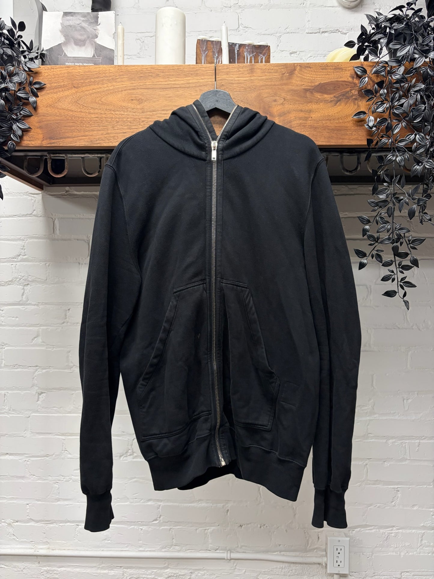 Rick Owens ‘Gimp’ Full Zip Black Eyelet Cutout Cotton Zip-Up Hoodie