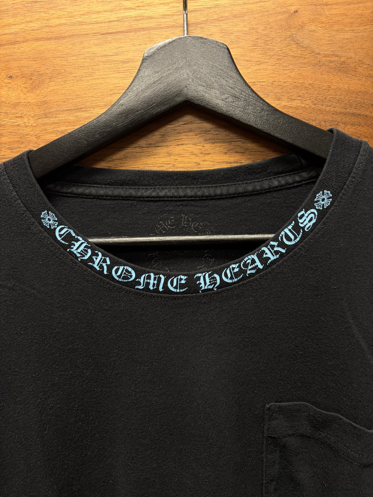 Chrome Hearts Ice Blue/Black ‘Scroll Logo’ Long Sleeve T-Shirt