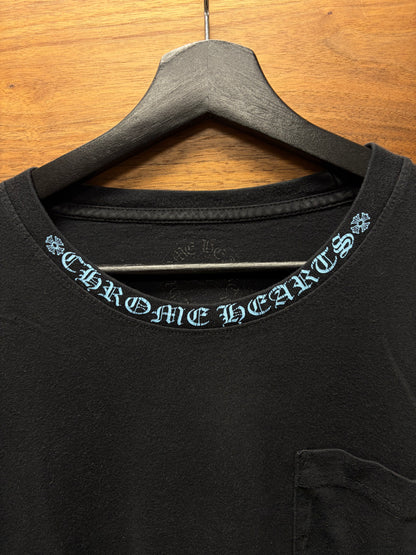 Chrome Hearts Ice Blue/Black ‘Scroll Logo’ Long Sleeve T-Shirt