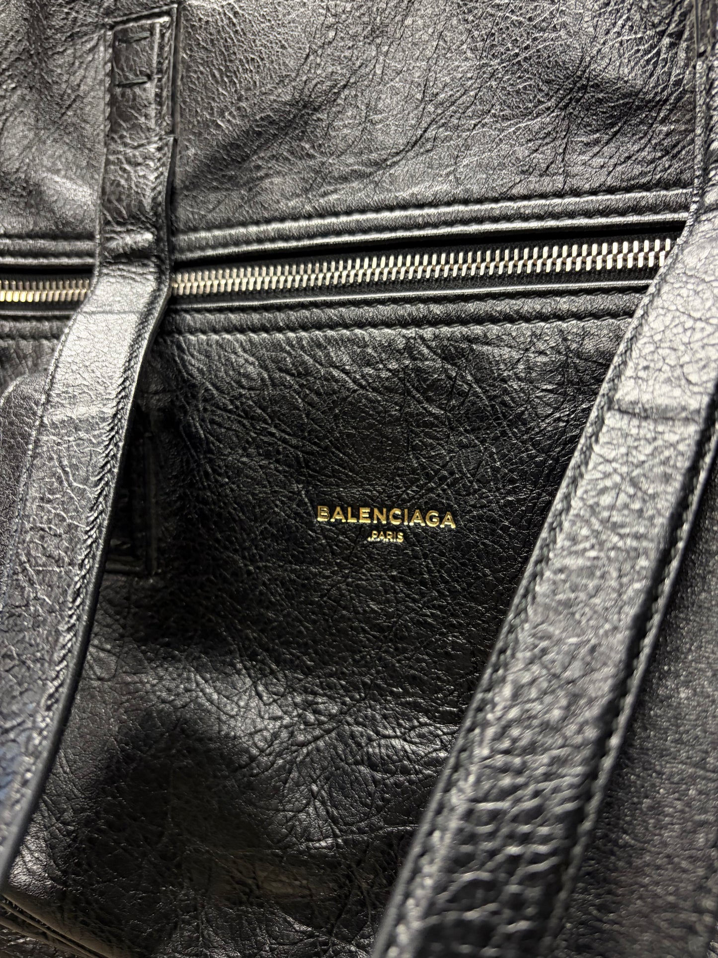 Balenciaga ‘Air Hobo’ Crinkled Black Arena Lambskin Leather Crossbody Bag