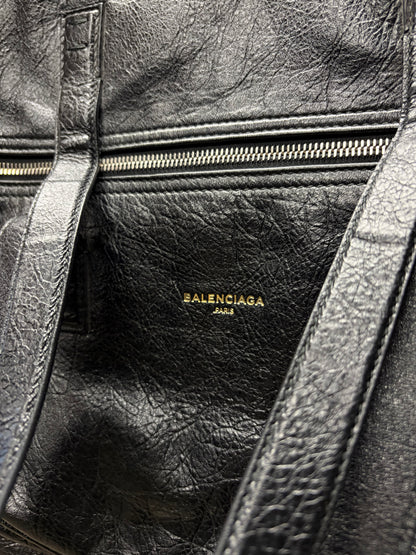 Balenciaga ‘Air Hobo’ Crinkled Black Arena Lambskin Leather Crossbody Bag