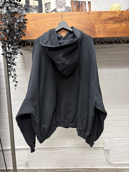 AW2022 Balenciaga ‘Be Different’ Apple Logo Distressed Black Heavy Cotton Hoodie