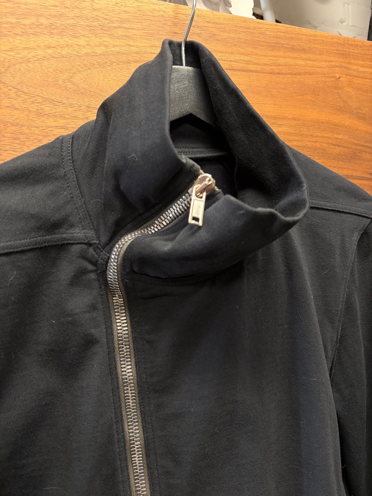 AW2021 Rick Owens ‘Gethsemane’ Mollino Zip Black High Neck Sweatshirt
