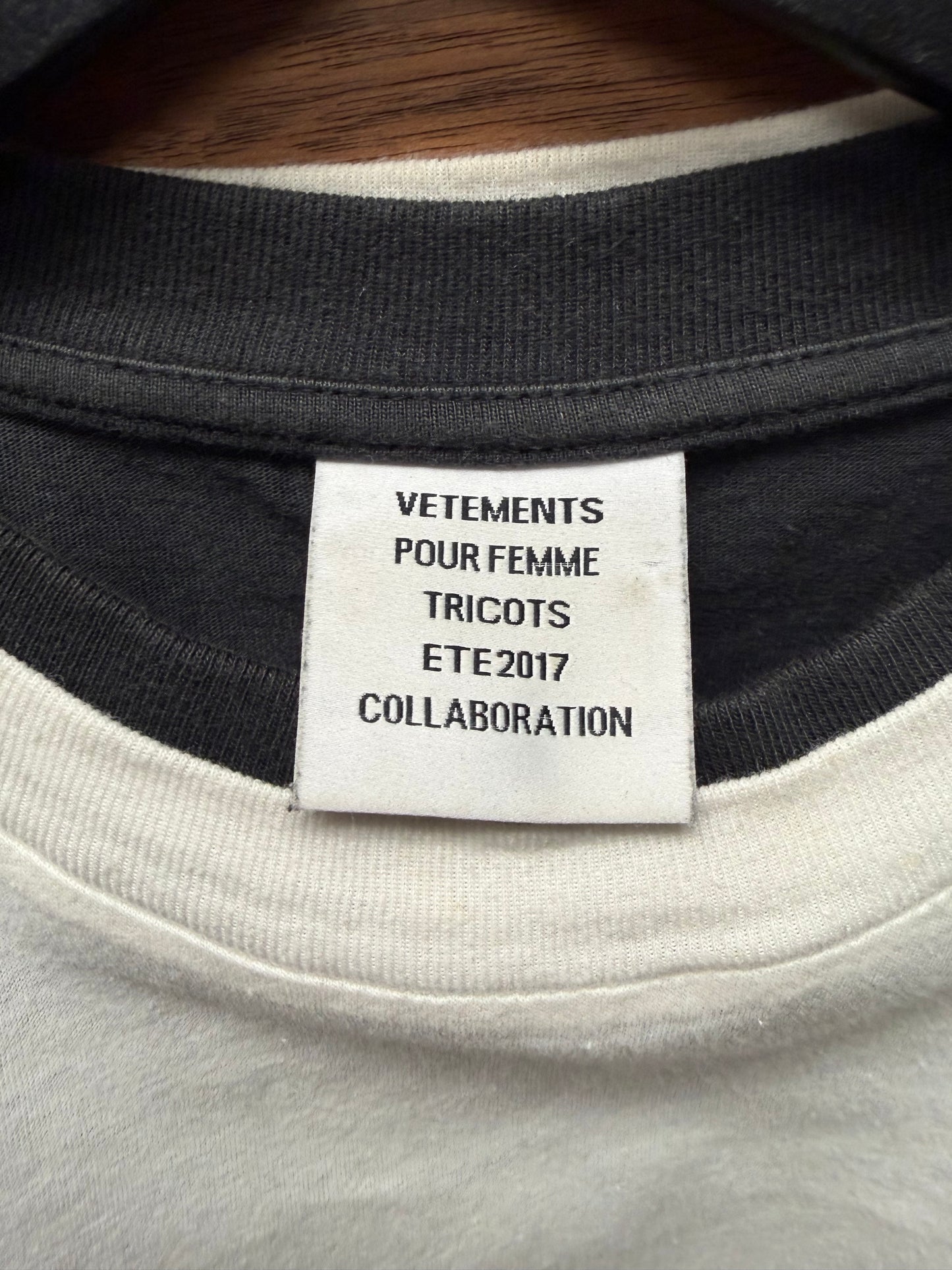 SS2017 Vetements Double Layered ‘Securite’ White/Black Short Sleeve Shirt
