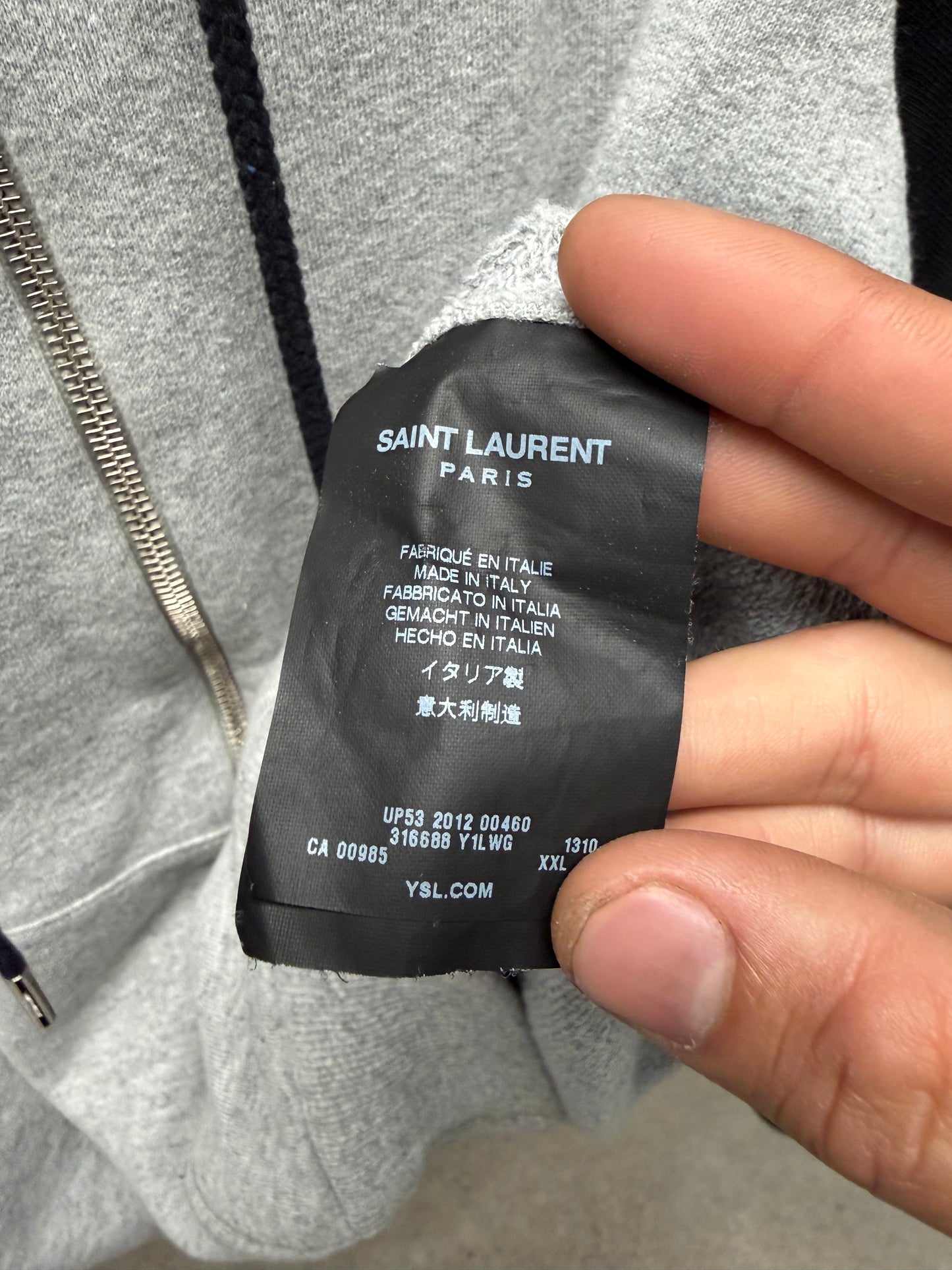 2012 Saint Laurent by Hedi Slimane Grey/Black Zip-Up Hoodie