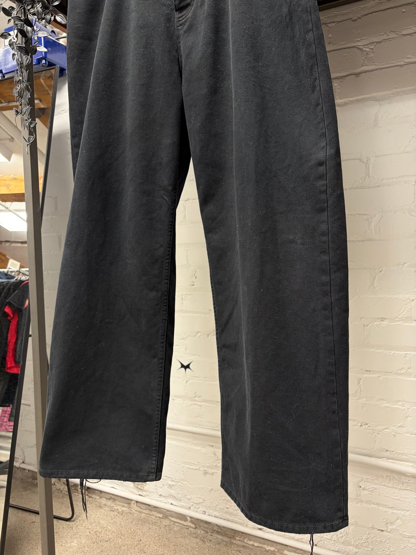 2024 Balenciaga ‘Heel-Bite’ Heavyweight Wide Leg Black Denim
