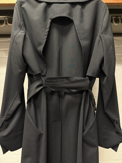 SS2020 Rick Owens ‘Tecuatl’ Double Breasted Black Wool Belted Trench Coat