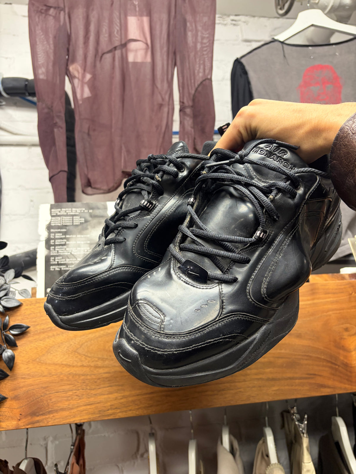 Martine Rose x Nike ‘Air Monarch’ Black Leather Low Top Sneakers