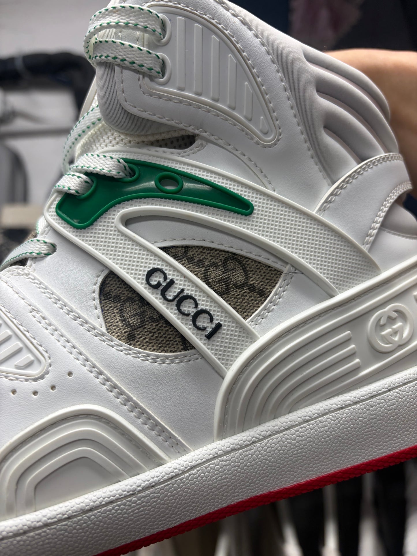 Gucci ‘Basket High’ White/Demetra Red Sneakers