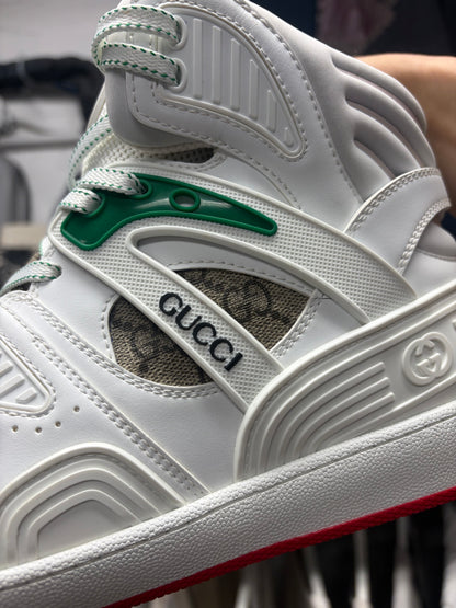 Gucci ‘Basket High’ White/Demetra Red Sneakers