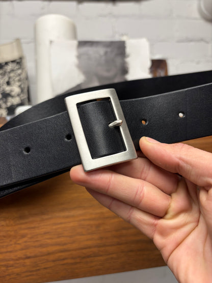 SS2025 Rick Owens ‘Hollywood’ Black Calfskin Leather ‘Stooges’ Belt