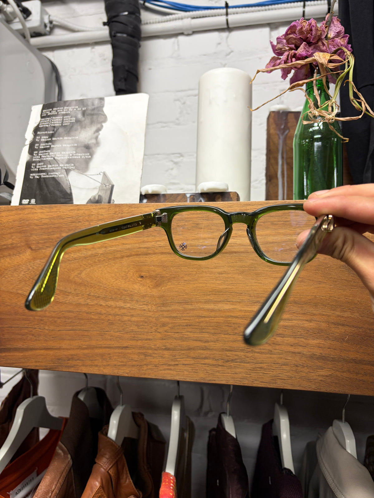 Chrome Hearts ‘Cuntvoluted’ Translucent Green 22k Gold Box Shape Sunglasses