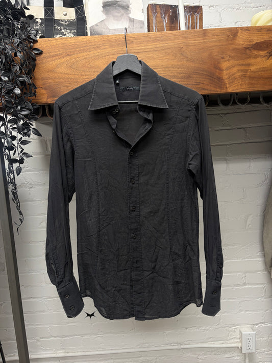 2000s Gucci Semi Sheer Faded Black Button Up Shirt