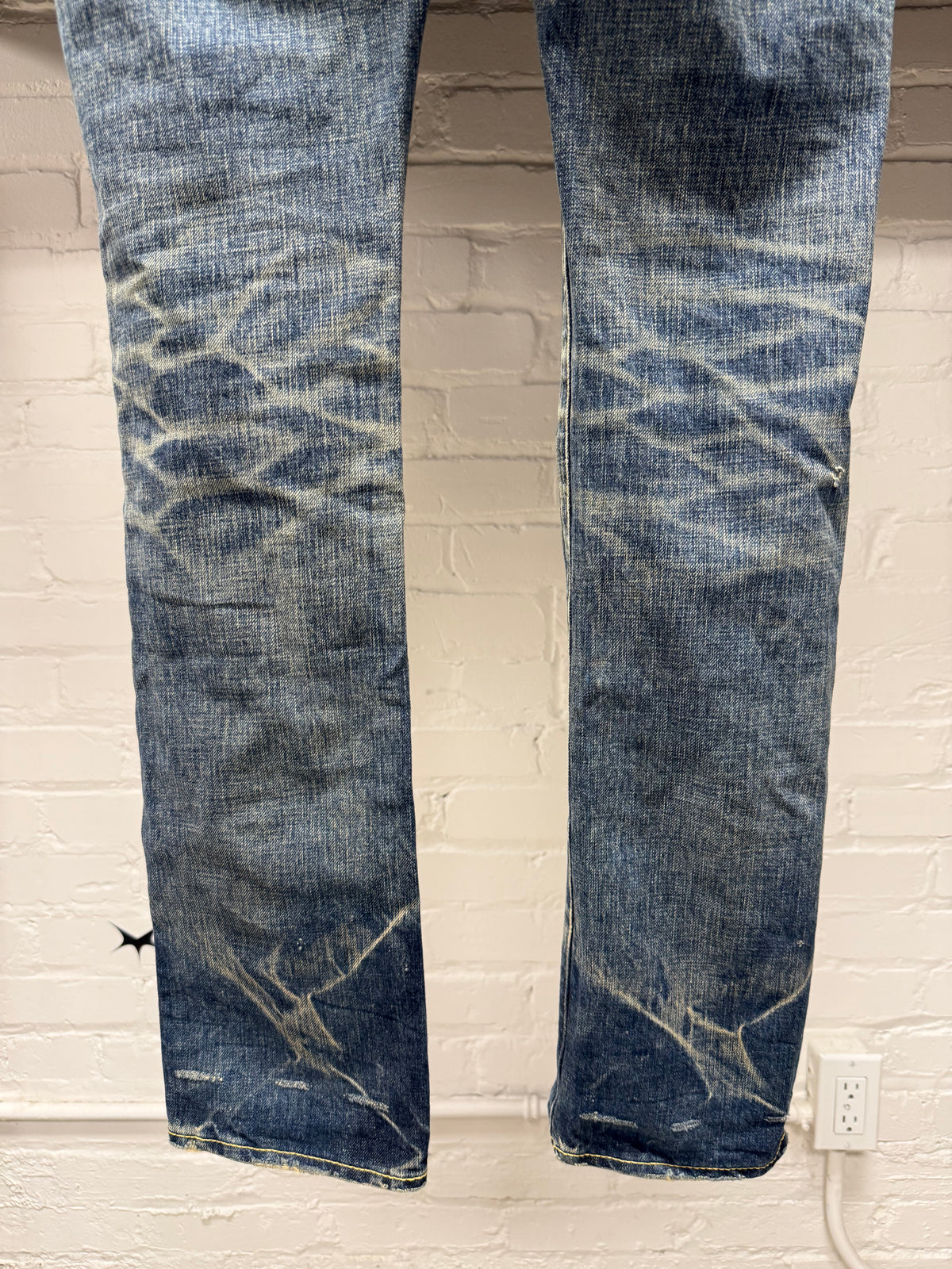 2000s Hysteric Glamour Studded Raw Blue Skinny Jeans