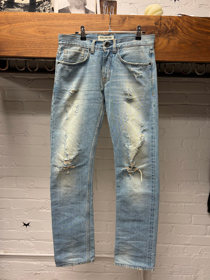 Dirk Bikkembergs Light Washed Blue Distressed Skinny Jeans