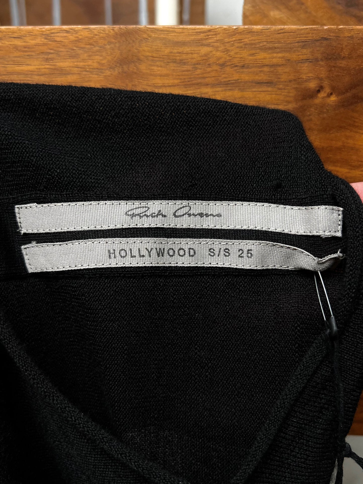 SS2025 Rick Owens ‘Hollywood’ Virgin Wool Black Stretch Knit Sweater