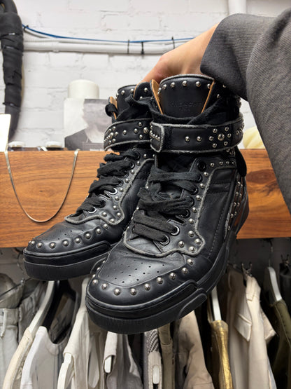 2010s Givenchy ‘Tyson’ Studded Black Leather High Top Sneakers
