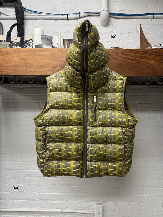AW2023 Rick Owens ‘Luxor’ Genuine Acid Boiga Snake ‘Gimp’ Zip Puffer Vest