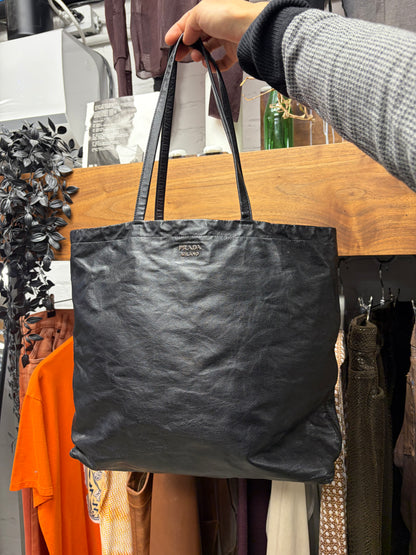 Prada Black/Pink Nappa Lambskin Leather Reversible Tote Bag