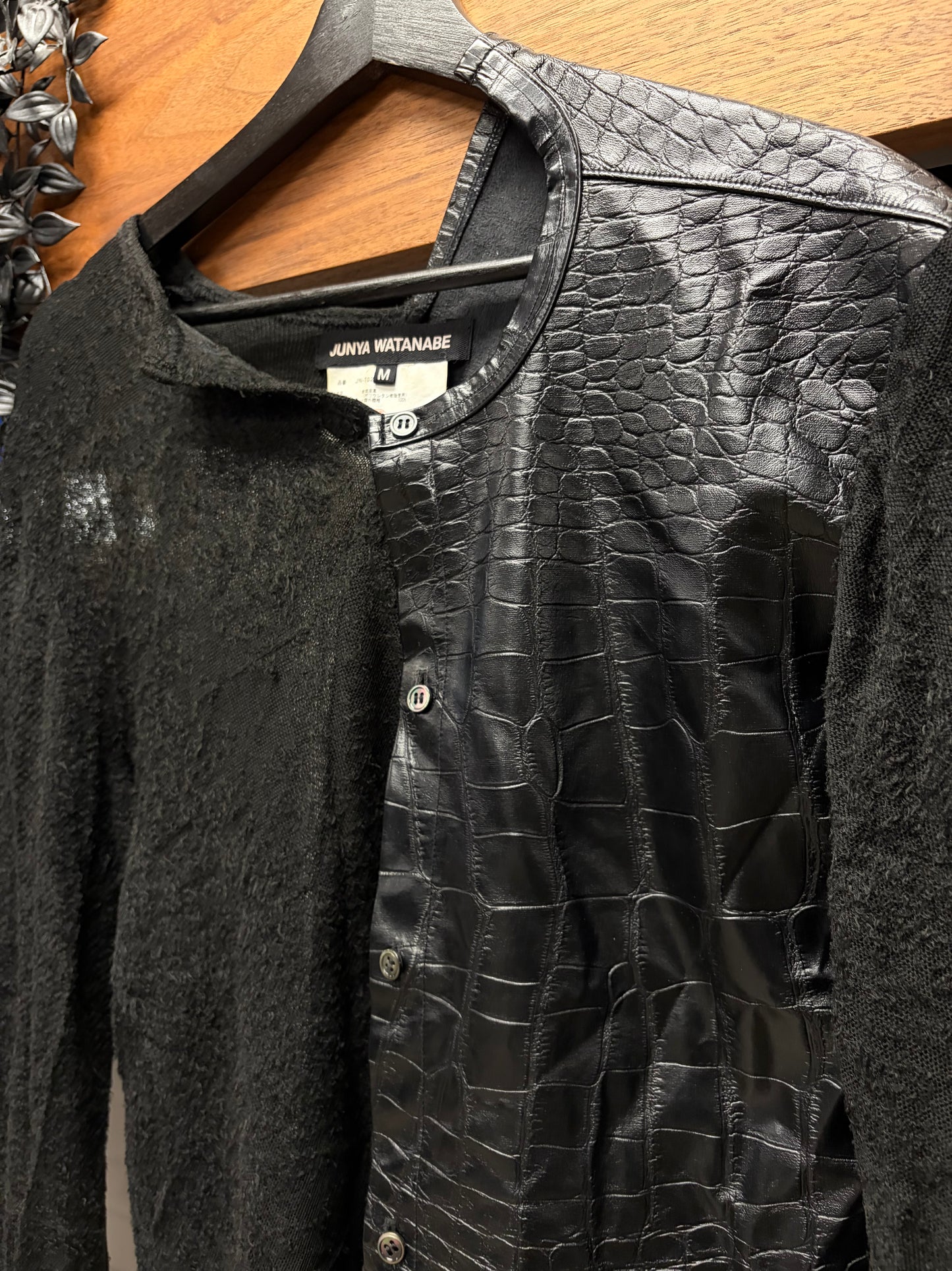 2024 Junya Watanabe Crocodile Embossed Leather Hybrid Cardigan